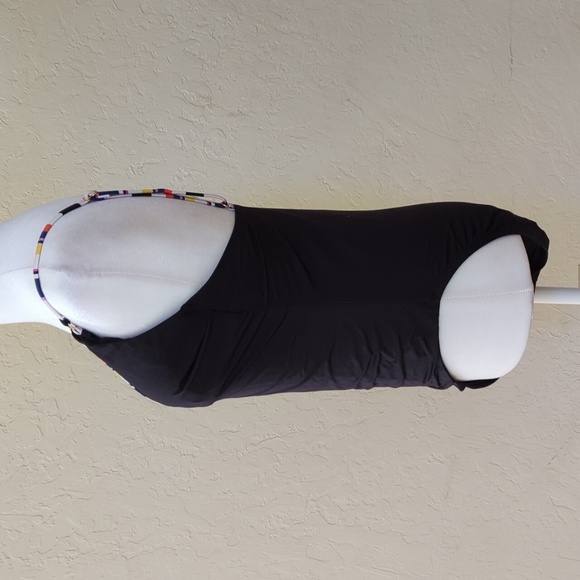 Trina Turk Black Treasure Cove Deep V Neck One Piece Swimsuit Size 12 - Picture 5 of 10